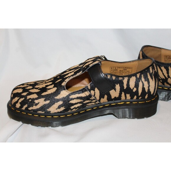 Dr Martens Genuine Calf Hair T-Bar Oxfords Camel Black NWT SZ 10 $170 - Picture 5 of 6